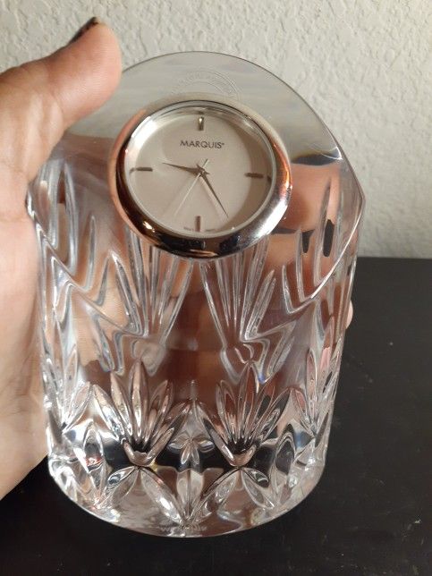 EXQUISITE Marquis Waterford Crystal 5" Caprice Desk Paperweight Clock.
