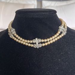 Vintage Choker Necklace With Pearls 