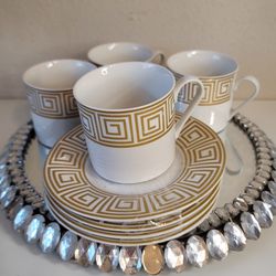 Nikita Porcelain Cup and Saucer Delphi Bone China NEW Gold Trim Set Vintage 