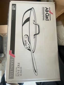 OfferUp Title: NEW All-Clad Stainless Cookware Set – 3 Pans + Lids & Strainer – Made in USA Price: $425 OBO