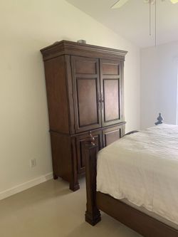 Solid wood armoire and 1 night tables