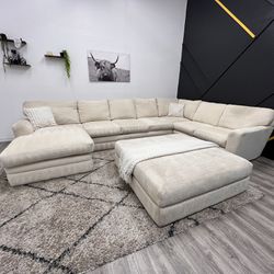 Living Spaces White Sectional Couch - Free Delivery 