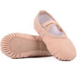 New Big Girls Size 2.5 Beige Ballet Slippers Flat Dance Shoes