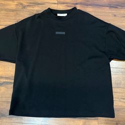 Fear of God Essentials Jet Black T-Shirt Black Mens LARGE NEVER WORN