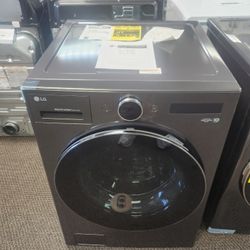 5.0 cu. ft. Mega Capacity Smart Front Load Electric All-in-One Washer Dryer Combo with TurboWash360 WiFi in Black Steel