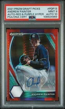 PANINI PRIZM DRAFT PICKS #PDP13 ANDREW PAINTER AUTO-RED & PURPLE HYPER