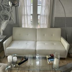 White Faux Leather Sofa/Bed
