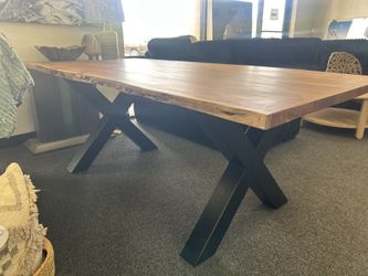 Real Acacia Wood Live Edge Table Set