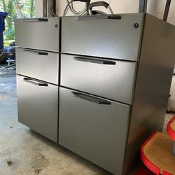 2 grey Rolling File Cabinets