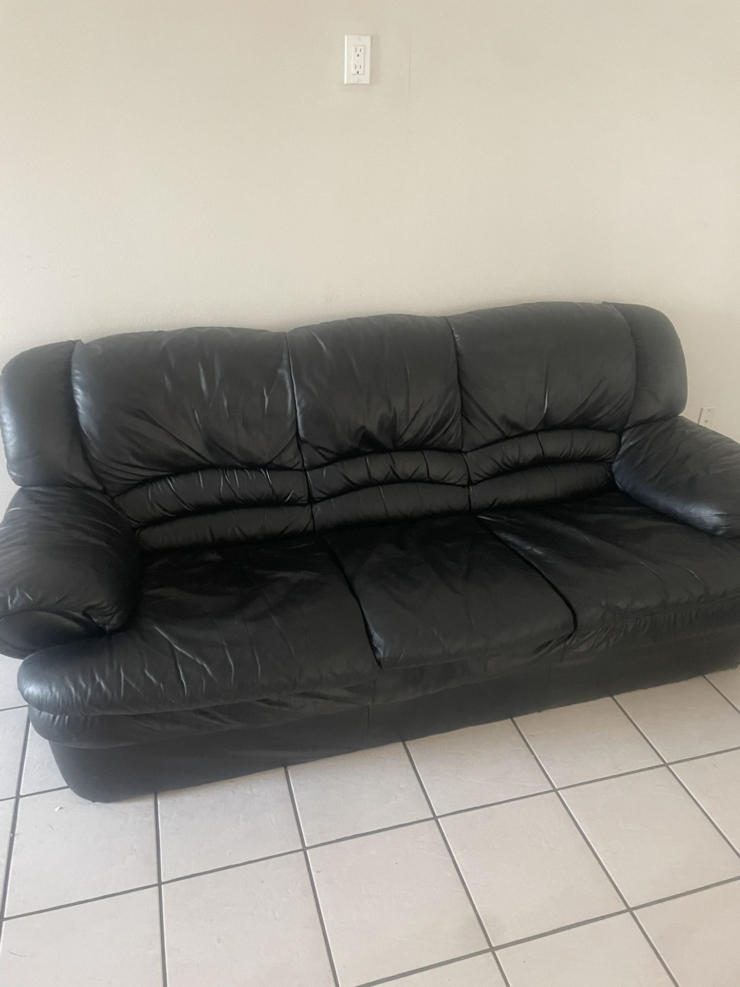 Black Leather Sofa And Love Seat