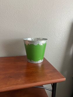 Green Painted Galvanized Metal Bucket