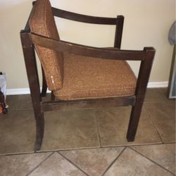 Vintage danish mid century modern wood arm chair original orange cushions atomic