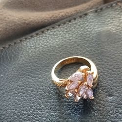 Pink Cubic Zirconium Cluster Ring 