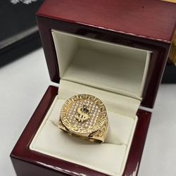 Solid 10kt Gold Money Sign Ring Anillo Solido De Oro 10kt