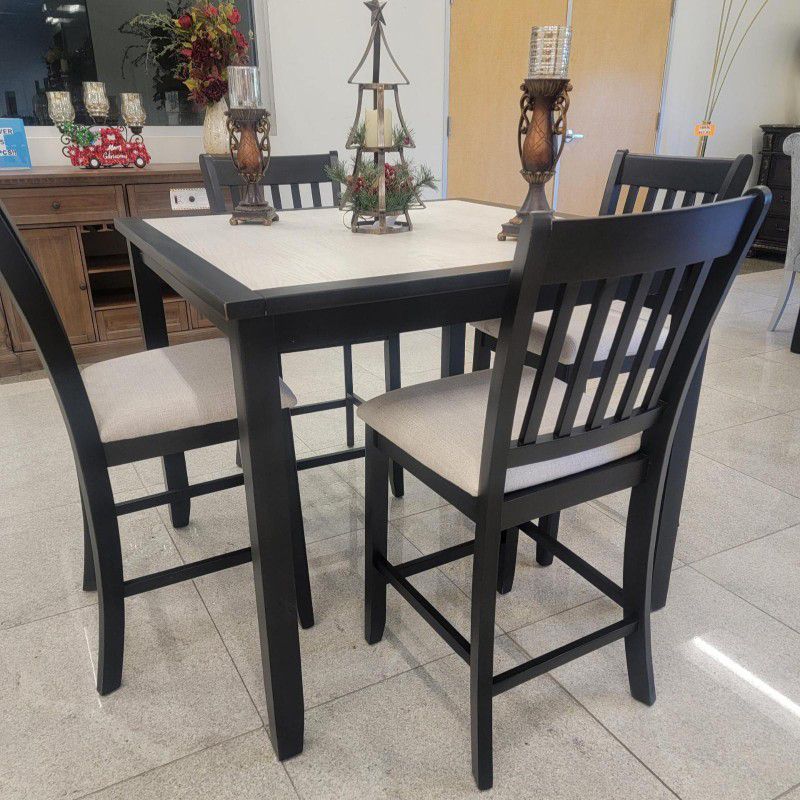 ✅️✅️5 pc counter height dining table set in black finish ✅️