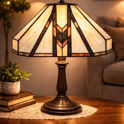 Mission Style Tiffany Stained Glass Lamp Shade Arts & Crafts Geometric 