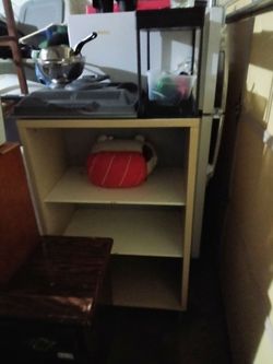 Tan bookshelf