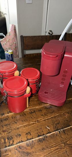 ☕ Red Keurig Coffee Maker & Matching Canister Set - $30