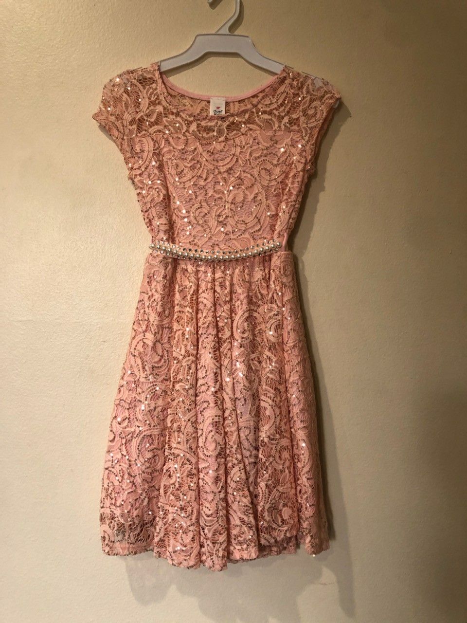 New Peach Lace Girls Dress