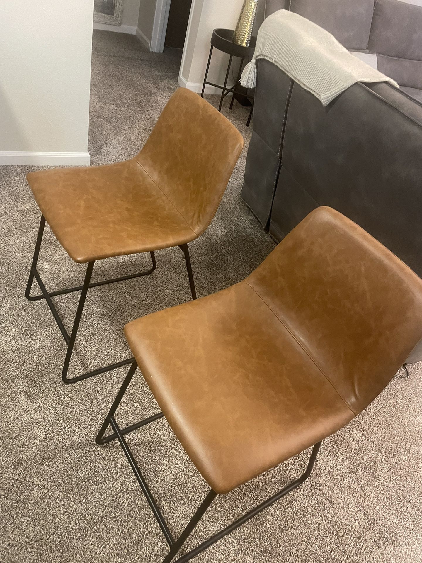 Tan Leather Barstool Chairs