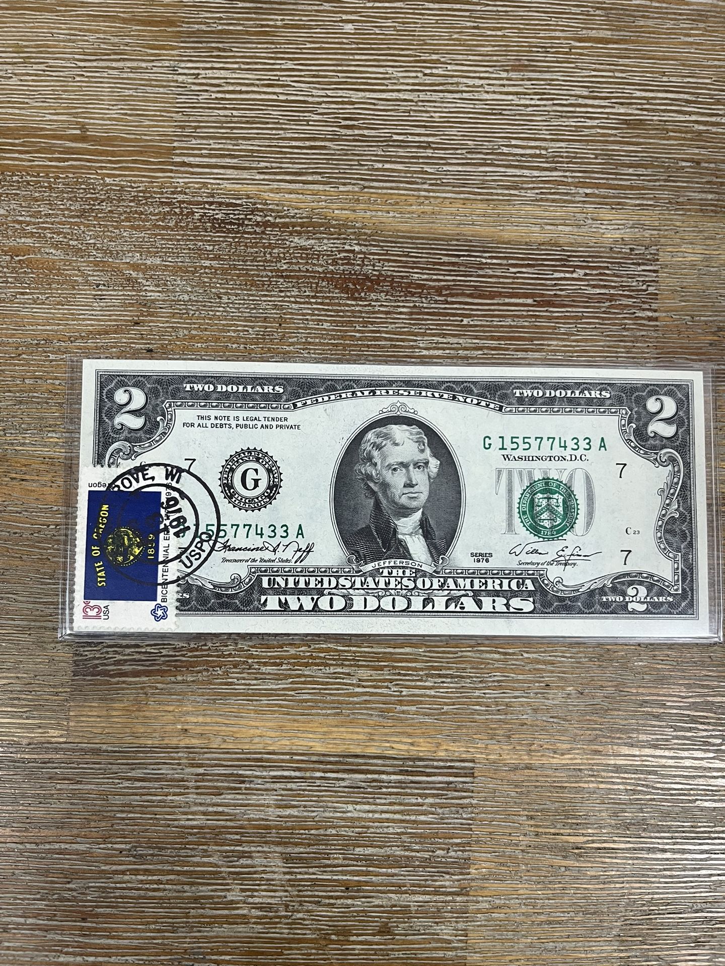 $2 Old Bill Stamped Issue Day State Oregon Series 1976