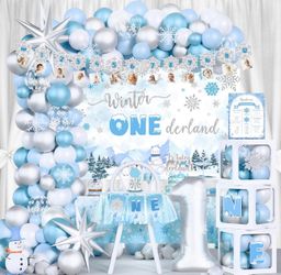 Winter onederland 1st birthday party supplies.