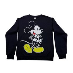 Disney Mickey Mouse Skeleton Halloween Sweatshirt Black XS Theme Park Wear