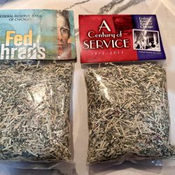 2 NEW Federal Reserve Bank of Chicago Fed Shreds Souvenir Shredded Money Novelty Gift