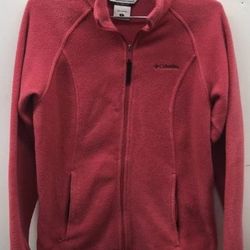 Columbia Women's Neon Pink Fleece Full Zip Jacket Size S Used Excellent 