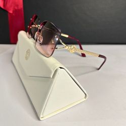 Luxury Pink Gradient Rimless Sunglasses 