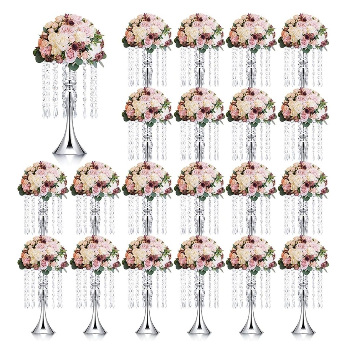 Crystal Flower Centerpiece Stands - 20 Pcs
