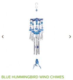 Blue hummingbird wind chimes