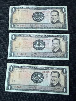 Billetes de El Salvador un Colón, 1972 $12 cada uno