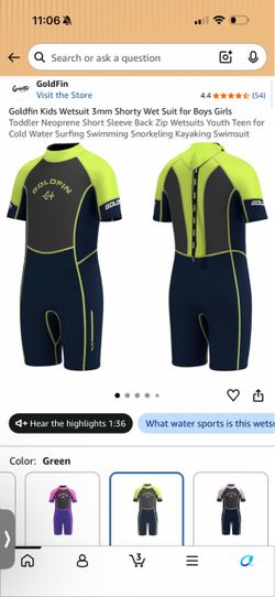 Goldfin Kids Wetsuit 3mm Shorty Wet Suit for Boys Girls Toddler Neoprene Short Sleeve Back Zip Wetsuits Youth Teen for Cold Water Surfing Swimming Sno