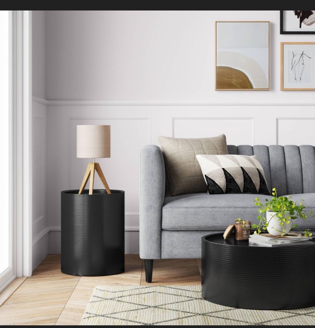 Manila Cylinder Drum Accent Table Black - Threshold™