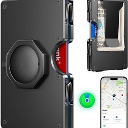 Wallet for Men - Air Tags Metal Wallet Work with Apple Find My(iOS Only), Mens Wallet with Removable Money Clip, RFID Blocking Credit Card Holders, Sl