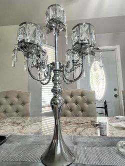 Silver Crystal Candelabra Centerpiece