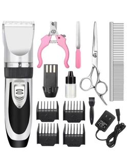 Dog Clippers,Low Noise Pet Clippers, Electric USB Rechargeable Dog Trimmers Clippers,Professional Heavy Duty Cordless Dog Grooming Clippers Kit for Sm
