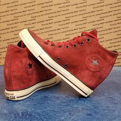Women’s Size 9 Converse All Star Mid Lux Hidden Wedge Heel Suede Burgundy