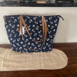 NWT Sonoma Nautical Anchor Navy tote 