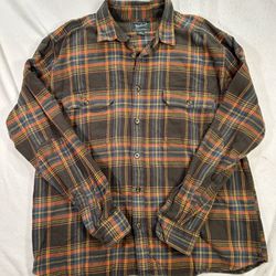Woolrich Men's Flannel Shirt Size 2XL Orange Brown Plaid Oxbow Bend