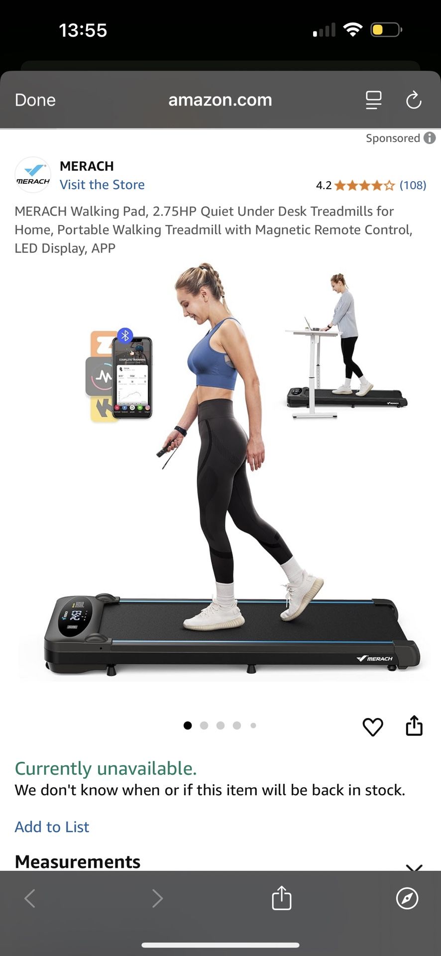 Merach MR‑T26 Under Desk Walking Pad 2.75 HP Up to 3.8 MPH 265 lb Capacity