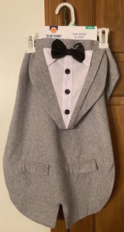 Top Paw Large Dog Costume Tuxedo Shirt, Vest, Bow Tie New