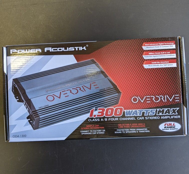 Overdrive Power Acoustik 1300 Watts Class A / B 4 Channel Car Stereo