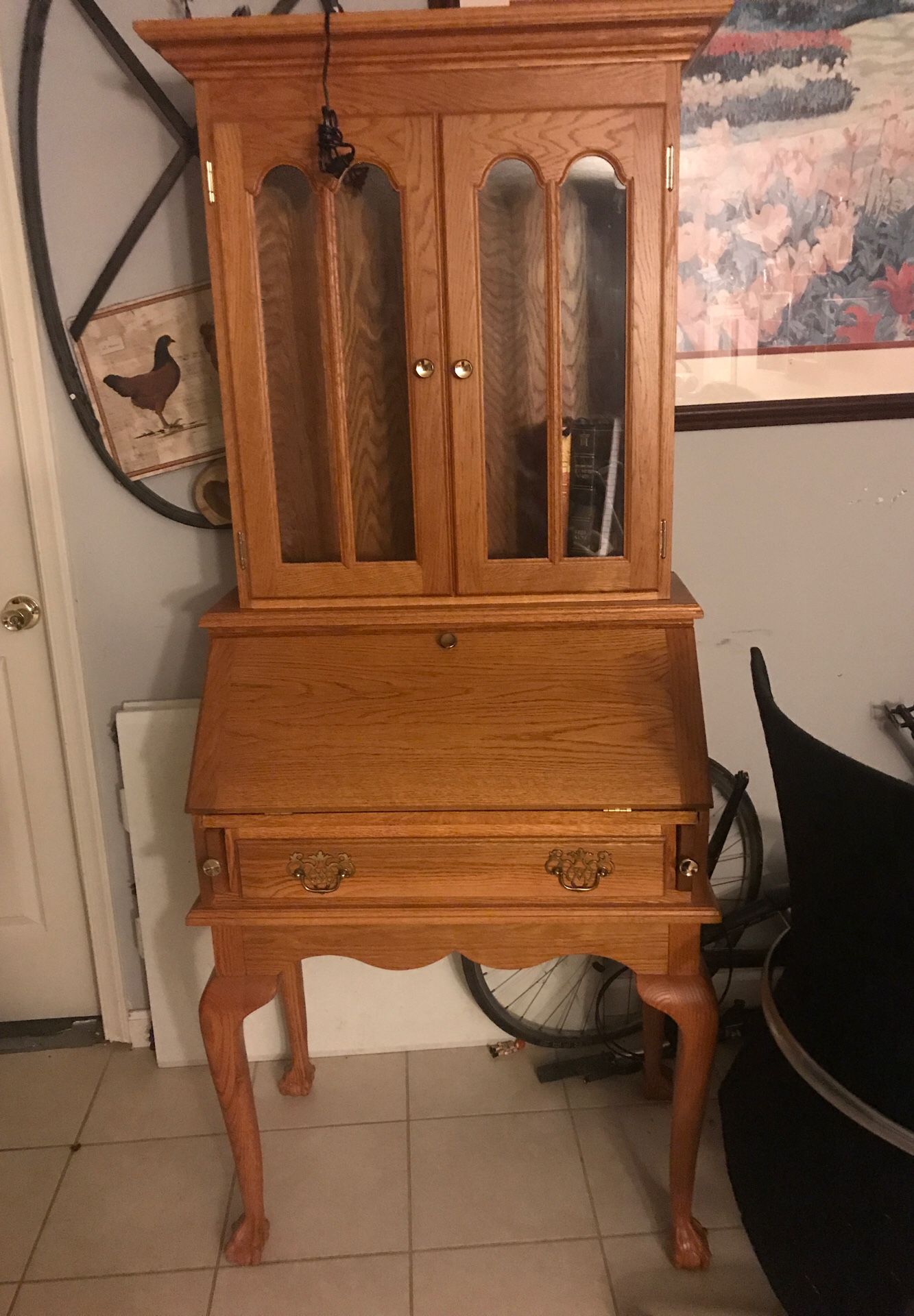 Selling Antique Wooden secretary desk bookcase