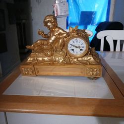 Rare Antique Gold Angel Clock