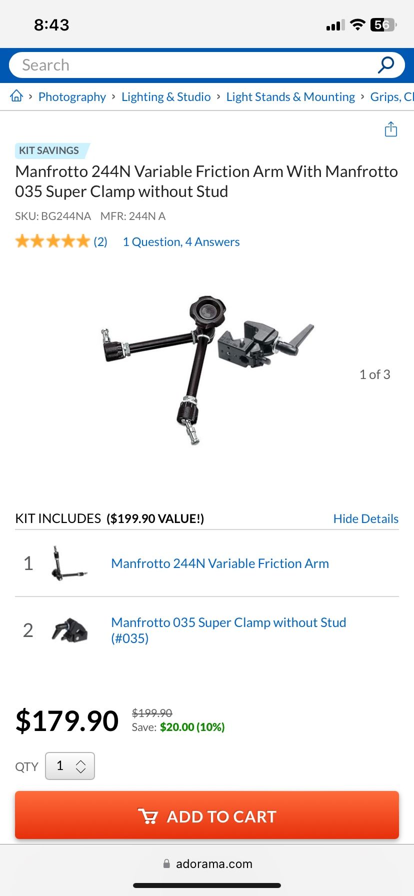 Manfrotto Friction Arm