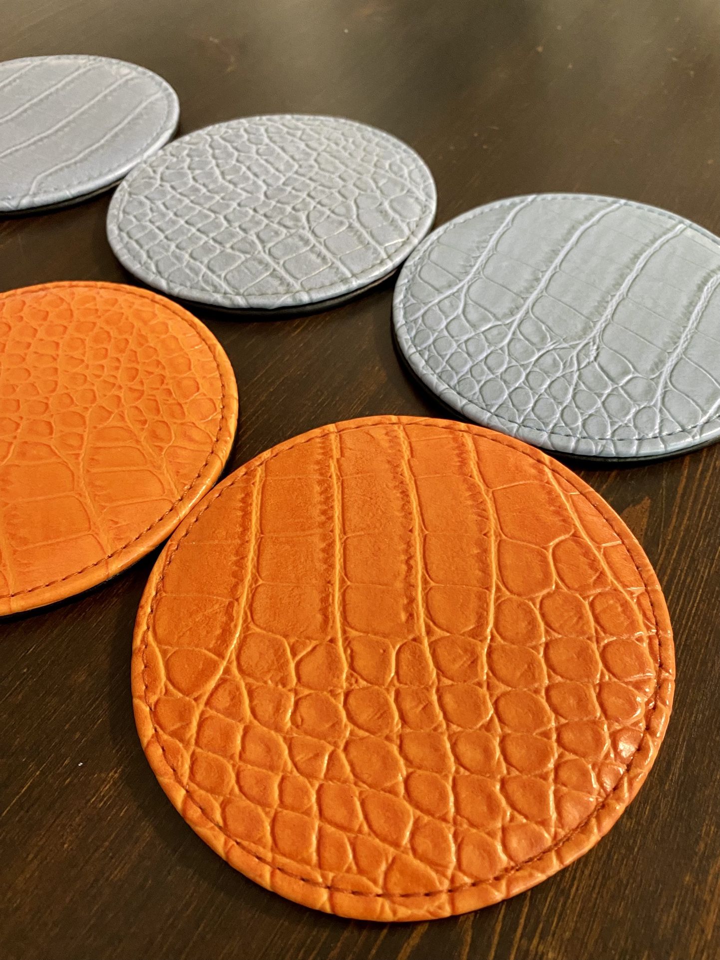 Vintage Faux Leather Alligator Coasters