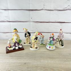 Clown Figurines 6pc Lot
