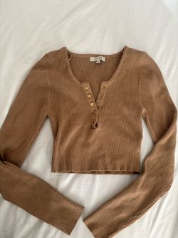 Brown Button Crop Top